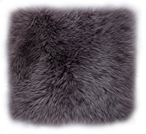 -LUXOR- living Sitzkissen Stuhl Echtfell, Flauschige Sitzauflage, Stuhlkissen, Lammfell Sitzkissen, Fell für Stühle, 34 x 34 cm Taupe, 4 Kissen
