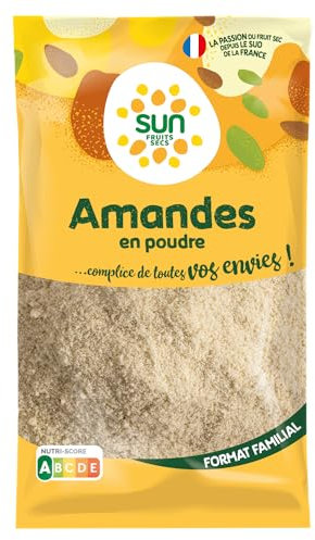 SUN - Amandes en Poudre Fine 250 g - Savoureuse & Légère - Spéciale Cuisine & Pâtisserie - Poudre d’Amandes Extra-Fine Blanchie - Idéale Macarons, Financiers, Pâte d’Amandes, Biscuits
