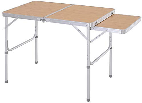 Outsunny 3ft Aluminium Picnic Table with Side Desktop Adjustable Outdoor BBQ Party Portable Folding Lightweight