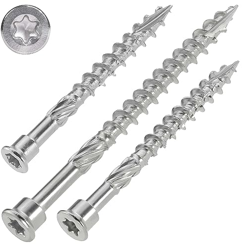 SCREW REBEL Terrassenschraube mit Zylinderkopf 5,0 x 50 mm, Edelstahl gehärtet - Stanzkopfschraube mit ETA Zulassung – 200 Stück, TX25