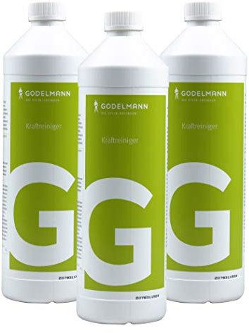 3 x GODELMANN extrastarker Kraftreiniger intensiv | Steinreiniger außen ideal gegen Ausblühungen, Kalk, Rost und Mörtelreste | 3,0 l Konzentrat