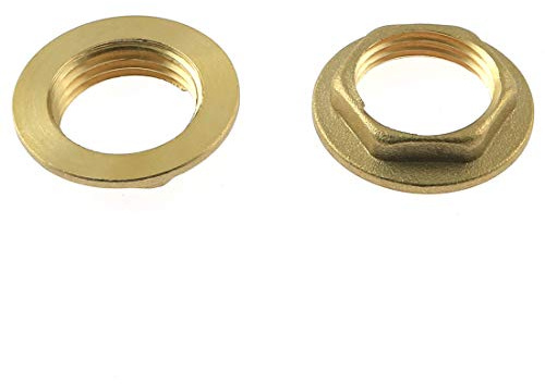 DZS Elec Messing-Kontermutter Muttern Schraubenmuttern 1,27 cm NPT weibliche Kontermutter Dichtung NPT weiblich Messing Befestigungskappe mit Flansch Sechskantring 2 Stück