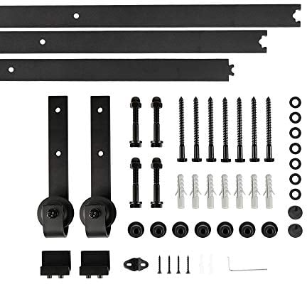 Sarah Sistema per porte scorrevoli, sistema a binario, 300 cm, kit per porte scorrevoli (stile classico, nero)