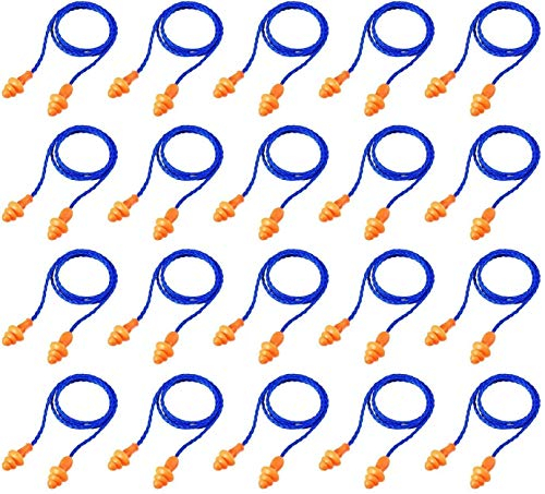 PIQIUQIU 20 pares de tapones de silicona para los oídos suaves para dormir, tapones para los oídos de silicona, reducen el ruido, protección auditiva con cordón