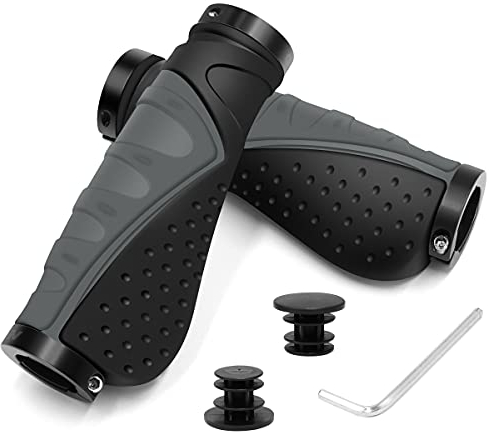 HNOOM Fahrradgriffe Fahrradlenker MTB Griffe Ergonomisch Fahrradgriffe Rutschfester Fahrrad Griffe Mountainbike, Fahrradlenkergriffe für 22.2 mm Fahrrad/Mountainbike/Scooter/Rennrad (Grau)