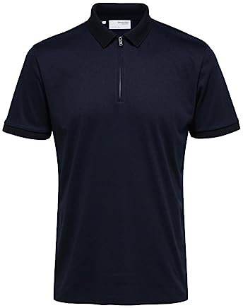 SELETED HOMME Slhfave Zip SS Polo, Sky Captain, L Uomo