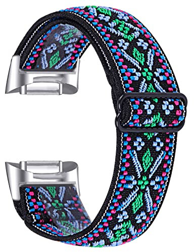 Gimuk Kompatibel mit Fitbit Charge 5/Charge 6 Armband für Damen Herren, weiches Nylon gewebtes verstellbares elastisches Ersatz-Sportarmband Armband für Fitbit Charge 5 (Bunt)