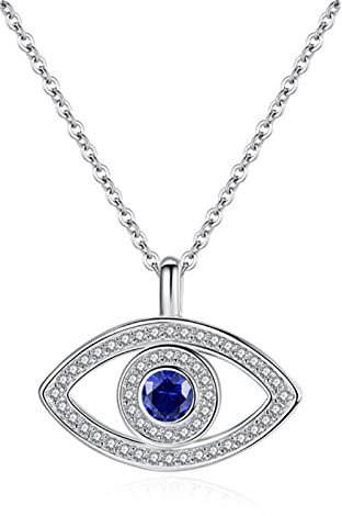 ZXCK Ciondolo per Occhi malvagi 925 Collana in Argento Sterling 925 Collana Lunga Cristallo Cristallo Turco Occhio collane Donne Girls Gioielli-Style 1