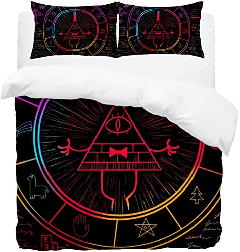 Bill Cipher Wheel Zodiac Bedding Einzelbett-Bettwäsche-Set – weicher Mikrofaser-Bettbezug mit Kissenbezügen – Bettwäscheset