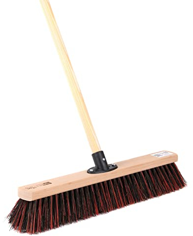 BawiTec Allzweckbesen Arenga-Elaston-Borsten-Mischung, 40cm Breit, mit Besenstiel Stiel 160cm Lang, Straßenbesen Besen für draussen, Garten, etc. für feinen und groben Schmutz (Größe 40/160cm)
