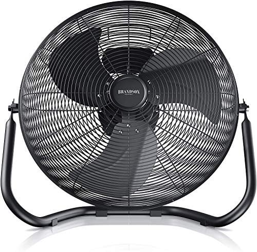 Brandson - Macchina del Vento - L’Originale Ventilatore da Pavimento - Diametro 30cm - 3 Velocitá – 48 W di Potenza Max - Molto Potente – Tutto in Metallo Total Black - Nero Opaco