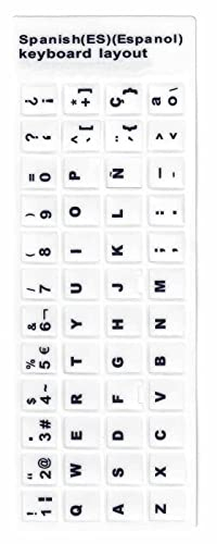 Spanish Replacement White Color Keyboard Sticker, Eco Friendly Skin Friendly Dustproof Computer Keyboard Sticker for Home Travel for Office for Laptop (White Spanish)
