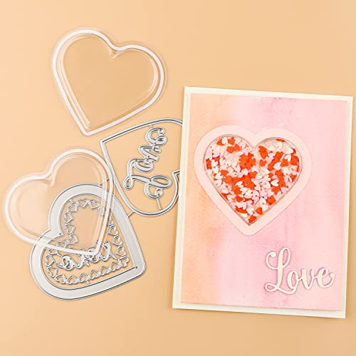 11Stück/Set, 10 Stück, herzförmige dimensionale Shaker-Kuppeln transparenter Kunststoff, 1 Stück/Set chablonen für Liebe, dimensionale Kuppeln für Shaker, Kartenherstellung, handgefertigtes Basteln