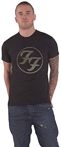 Foo Fighters T Shirt FF Hi Build Band Logo Nue offiziell Unisex Schwarz
