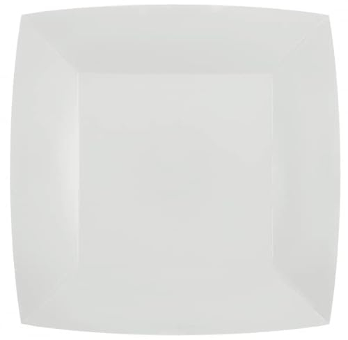Santex mariage Lot de 10 Assiettes Carrées carton compostables 23x23cm, Blanc