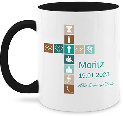 Tasse Tassen 325ml - Geschenk Taufe I Konfirmation Geschenk Firmung - 325 ml - Schwarz - konfirmationsgeschenk für jungen personalisierte konfirmationsgeschenke taufgeschenke taufe