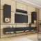 BROMARKT Premium Wohnwand Wohnzimmer Set 5 Teile – Wohnzimmer Schrank - Wohnzimmer Möbel mit Wandschrank und TV Schrank – Wohnwand Modern - Wohnzimmerschrank Komplett Möbel - Hochglanz Schwarz