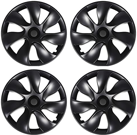 Ersatz für Model Y 2020–2023 Radkappen, Radkappen 19 Zoll 4er Set Radkappen für Vollständig Umwickelte Nabenkappe (Glänzend schwarz)