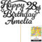 Personalised Happy Birthday Glitter Cake Topper with Stars - Black Any Name & Any Age Glitter Cake Decoration and Sprinkles - Happy Birthday Decorations - Personalised Toppers for Cakes by Cakeshop