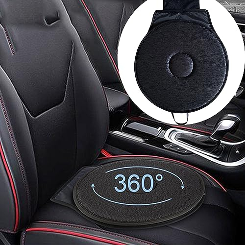 SUQ Autositzkissen, 360 Kissen Rutschkissen Rollstuhl Auto Drehkissen, Plattenspieler Multifunktional für Kissen Stuhl Hocker Einfache Autos, tragbares Memory-Schaumstoff-Sitzkissen (Schwarz)