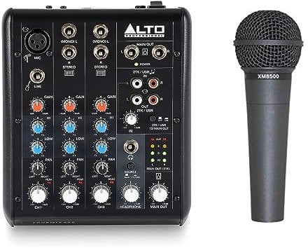 Behringer ULTRAVOICE XM8500 Dynamic XLR Vocal Microphoe and Alto TrueMix 500-5-In Audio Mixer with XLR Mic In and USB Audio Interface for Podcasting, Live Performance