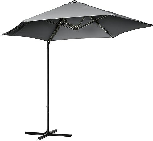 Outsunny Parasol déporté octogonal diamètre 256 cm mât en acier - gris anthracite