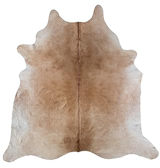 -LUXOR- living Rinderfell Kuhfell Teppich echt - natürlicher Teppich für naturgetreue Wohnatmospähre - Teppich Fell - ca. 160 x 240 cm beige Gemustert