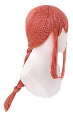 Anime Chainsaw Man Makima Red Braided Long Cosplay Heat Resistant Synthetic Hair Halloween Party Role Play + Wig Cap