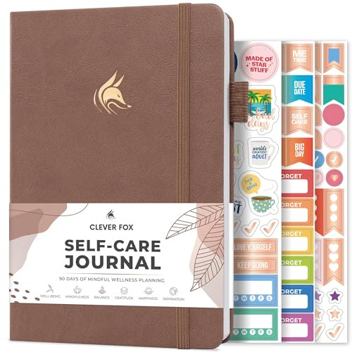Clever Fox Self-Care Journal for Women, Daily Planner A5 Dark Terracotta | 3-month mental health journal, habit tracker, wellness journaling supplies for women & teen girls, gratitude & mood log