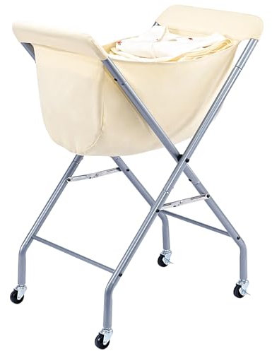 ELYKEN Laundry Cart with Wheels, 32”H Easy Rolling Laundry Hamper with Removable Liner Bag, Sturdy Metal Frame Clothes Basket with 4 Casters and 2 Brakes