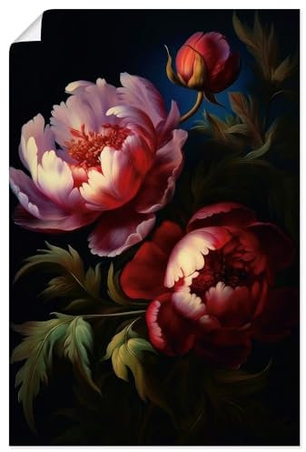 ARTLAND Wanddeko Poster & Kunstdrucke Wandposter 60x90 cm Hochformat Pflanzen Blumen Rosen MItternacht Garten Barock Gothic Vintage U4VY