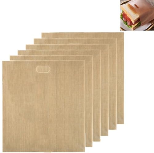 Lot de 6 sacs à grille-pain réutilisables, antiadhésifs, sacs à sandwich grillés, sacs lavables pour grille-pain, micro-ondes, grille-pain en téflon pour fromage grillé