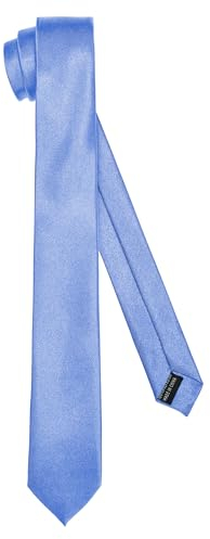 Ladeheid Corbata clásica para hombre, brillante, perfecta para la oficina y celebraciones, colores variados - Ideal para reuniones de negocios, bodas TMS-5 (150cm x 5cm, Azul)
