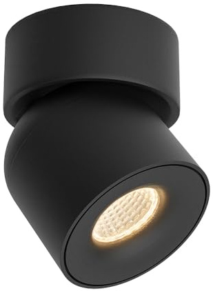 Aisilan Schwarz Deckenstrahler LED 9W Dimmbar, 360° Schwenkbar Deckenleuchte Strahler Innen 4000K Modern Drehbar 1 Flammig Deckenlampe Spots für Wohnzimmer, Schlafzimmer, Küche