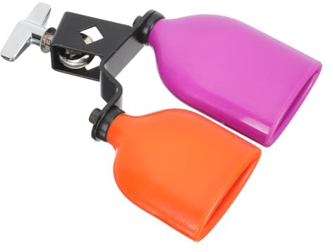 Bloc de Tambour à Cloche à Vache pour Batterie, Haut et Bas | Plastique et Fer, Angle Réglable, Fixation par Vis et Support, Son Net et Clair