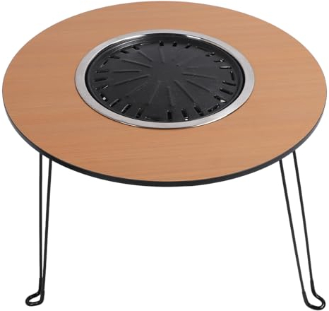 Holz-Feuerstellentisch, 8-teiliges Set Falten Holzbefeuerte Feuerstelle Im Freien Tragbare Brennende Feuerstellen Runder Tisch für Outdoor Hinterhof Terrasse Gartenpicknick