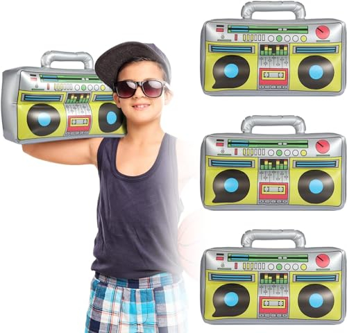 KFDDRN 3 Stück Aufblasbare Radio Boombox | Aufblasbare Radio | Aufblasbare Rock Star Toy | für 80er 90er Party Dekorationen, Disco Mottoparty Karneval Outfit