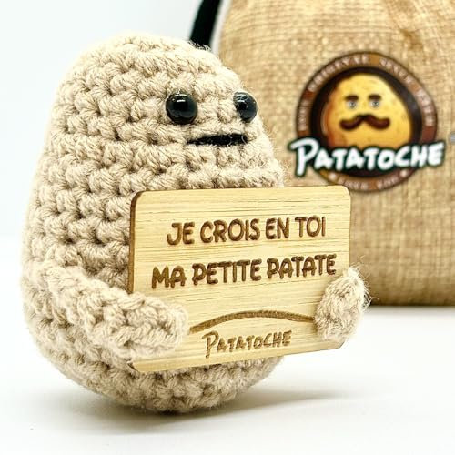 Patatoche® Positive Patate Connectée avec Message Rigolo - Idée Cadeau Femme et Homme : Anniversaire, collègue, Noël, Saint-Valentin | Objet Insolite pour Bureau, Maison, déco