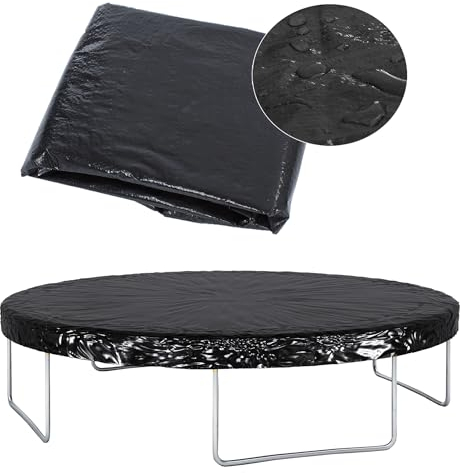 Kinetic Sports Regenabdeckung Wetterschutzplane für Gartentrampolin mit ca. Ø 335 cm - Trampolin Zubehör - Abdeckplane schwarz - UV-beständig - Schutz vor Regen & Schmutz