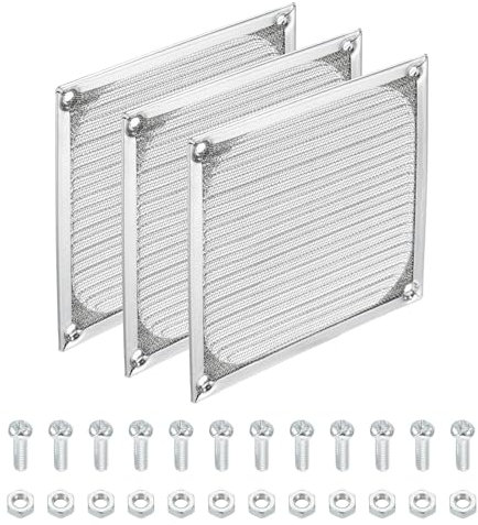PATIKIL 120mm Computer Fan Filter Grill with Screws, 3 Pack Aluminum Frame with Stainless Steel Mesh Dustproof Case Cover for Computer, Fan, Silver Tone