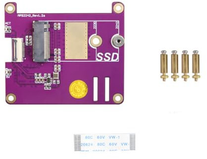 Expansion Board MPS2242 for Raspberry Pi 5 Dedicated PCIE M.2 NVME SSD Solid State Drive Board HAT 2242 2230 Cle X1 And Gen2/3 Modes (2242)