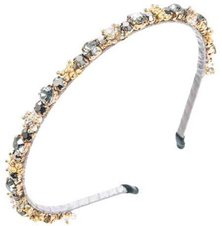 scicent Strass Stirnband Dünn Haarband Sparkle Silber Diamant Haarreifen Kristallperle Verzierte Haarschmuck Hochzeit für Frauen und Mädchen - 27323