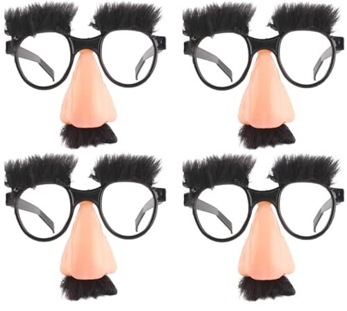 Zhixifan 4 PCS Lustige Halloween Große Nase Brille, Große Nase Kostüm Brillen Augenbrauen Und Schnurrbart für Halloween Kostümparty Erwachsenenversion
