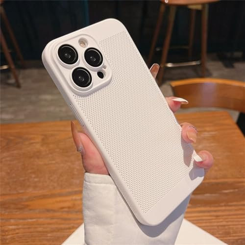 LIFEKA Ultradünne, wärmeableitende, atmungsaktive Hülle aus coolem Mesh für iPhone 15 14 Pro Max 13 12 11 X XS XR 8 7 Plus, Matte, Schlichte Harthülle, weiß, für iPhone 13 Pro