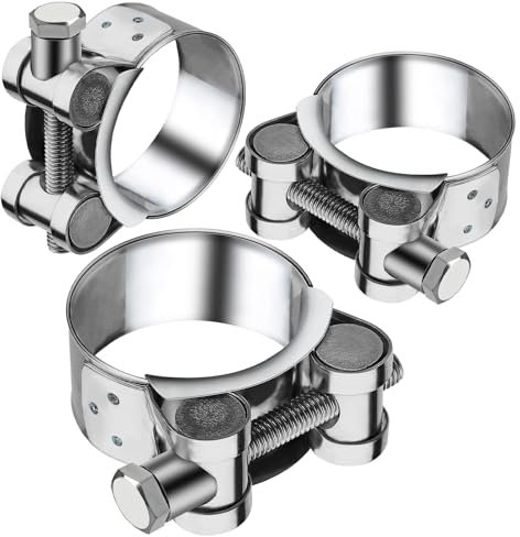 Collier Echappement 56-59mm Collier de Serrage Inox 3 Pièces Manchon Echappement D'échappement Pinces Turbo Collier Echappement Moto Tuyaux Gaines Ventilation pour Accessoires de Tuyaux D'échappement
