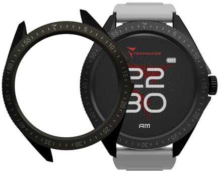 SmartWatch Rocks 2.0, mit 2 Covern inkl. digitaler Uhr, Fulltouch-Display, Anrufe, Benachrichtigungen, SOS-Funktion, Sport, kompatibel mit iOS und Android (graues Armband in Schwarz und Dunkelgrau)