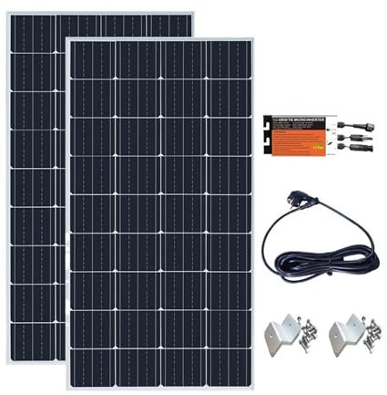 nmbhus Panneau Solaire en Verre 800W, Panneau Photovoltaïque, Système Solaire, Balcon, Maison for Prise, Micro-onduleur sur Réseau, Système Photovoltaïque(400w Plug and Play)