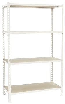 PROREGAL Schwerlastregal MID MULI | HxBxT 150x120x30cm | 4 Fachböden | Fachlast 200kg | Weiß | Lagerregal Kellerregal Werkstattregal