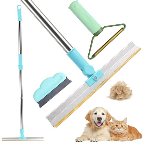 3Pcs Carpet Rake Pet Hair Remover Carpet Scraper with Adjustable Long Handle Carpet Brush for Pet Hair Lint Remover Dog Cat Fur Hair Removal Broom for Rug Clothes Car Mat Couch Furniture