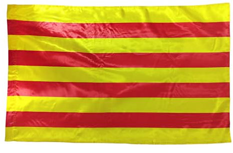 Bandera de Catalunya Senyera, Bandera 90cm x 150cm, Bandera Grande con Trabilla para Mástil y Cordones, Bandera Ligera para Deportes, Fútbol, Manifestaciones, Edificios, (Catalunya, 1 unidad)